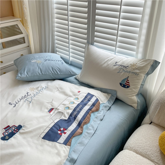 91家纺网 家纺一手货源 找家纺 总星野 2022新款星夜号系列100支澳棉贴布绣绣花四件套