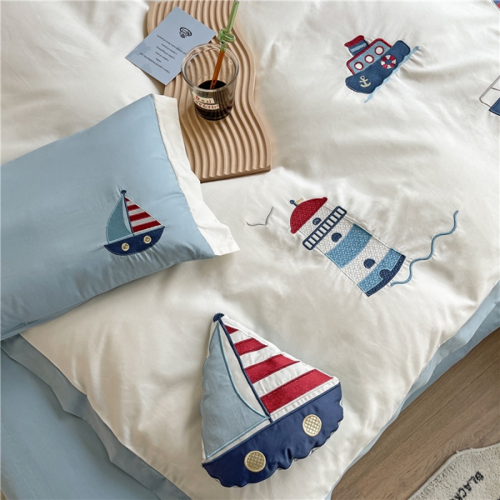 91家纺网 家纺一手货源 找家纺 总星野 2022新款星夜号系列100支澳棉贴布绣绣花四件套