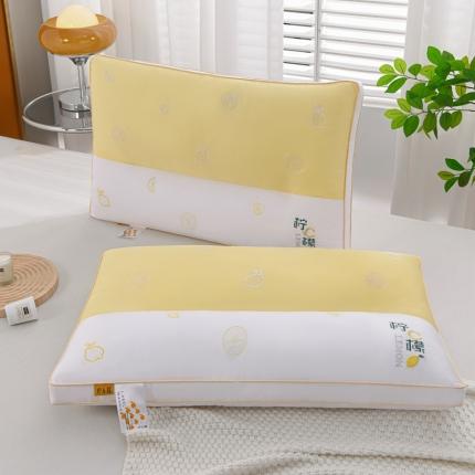 91家纺网 家纺一手货源 找家纺 浩宇家纺枕芯刺绣高端枕头成人家用枕定型羽丝绒舒适入眠系列 柠檬黄