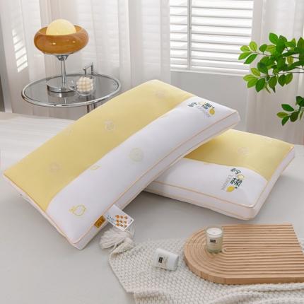 浩宇家纺枕芯刺绣高端枕头成人家用枕定型羽丝绒舒适入眠系列 柠檬黄