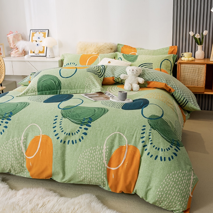 91家纺网 家纺一手货源 找家纺 涵宸 2022新款全棉磨毛印花款系列-四件套 莫邪-绿-四件套