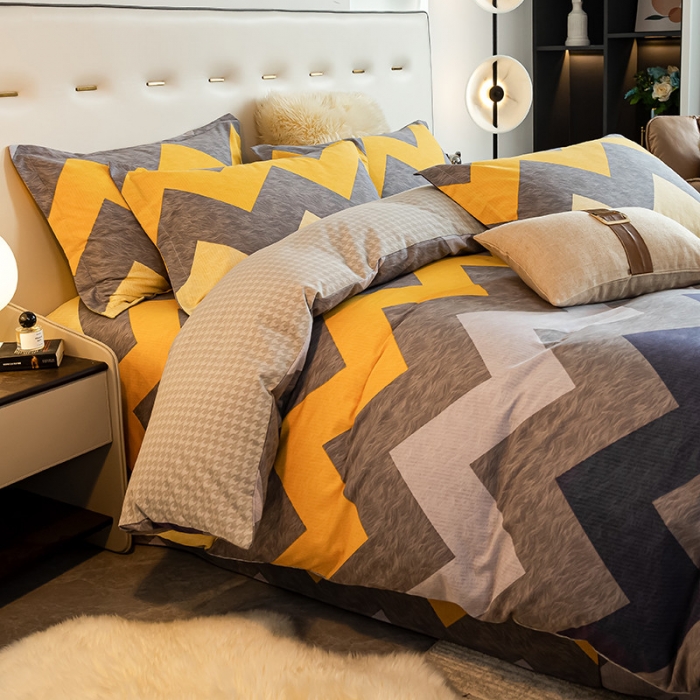 91家纺网 家纺一手货源 找家纺 涵宸 2022新款全棉磨毛印花款系列-四件套 泓波-四件套