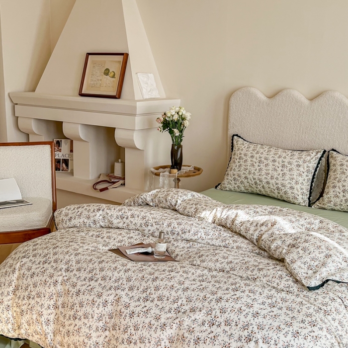 91家纺网 家纺一手货源 找家纺 汇庭 2022新款艾莎四件套棚拍 波纹绿