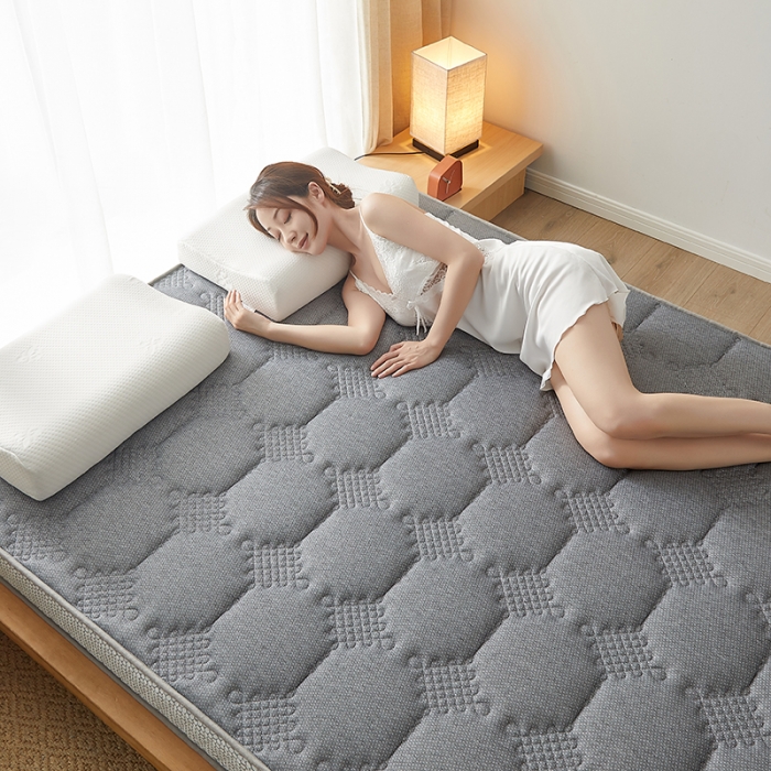 91家纺网 家纺一手货源 找家纺 优莱床垫 2024新款乳胶记忆海棉中国结款床垫 大床垫中国结灰