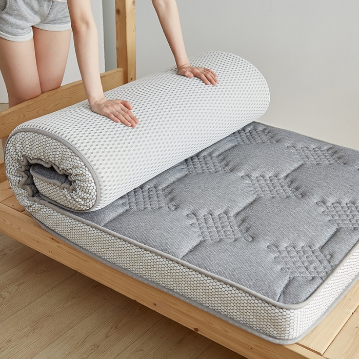 91家纺网 家纺一手货源 找家纺 优莱床垫 2024新款乳胶记忆海棉中国结款床垫 学生床垫中国结灰