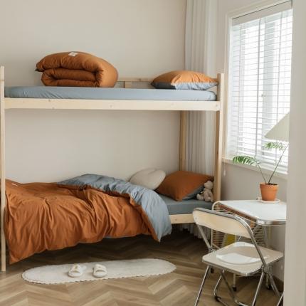 91家纺网 家纺一手货源 找家纺 寐眠  2022新款学生三件套纯色双拼 焦糖+中灰