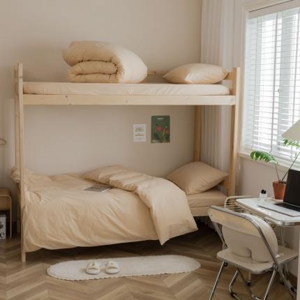 91家纺网 家纺一手货源 找家纺 寐眠  2022新款学生三件套纯色双拼 奶茶纯色