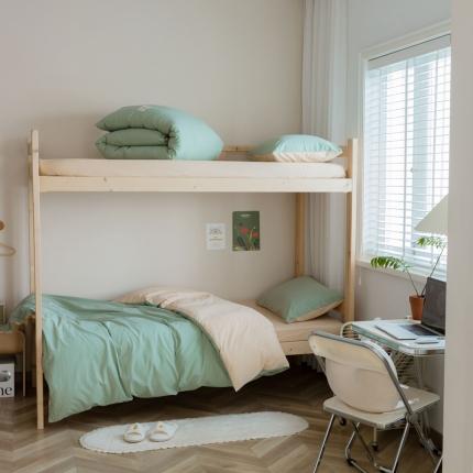 寐眠  2022新款学生三件套纯色双拼 豆绿纯色