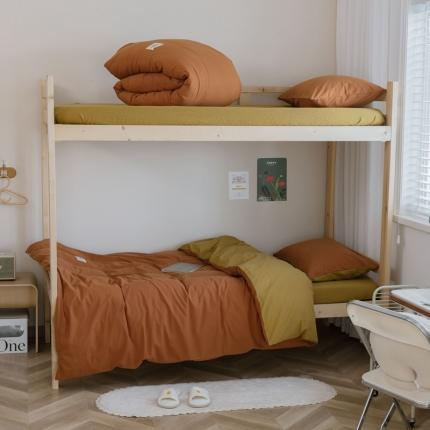 寐眠  2022新款学生三件套纯色双拼 焦糖+苔藓绿