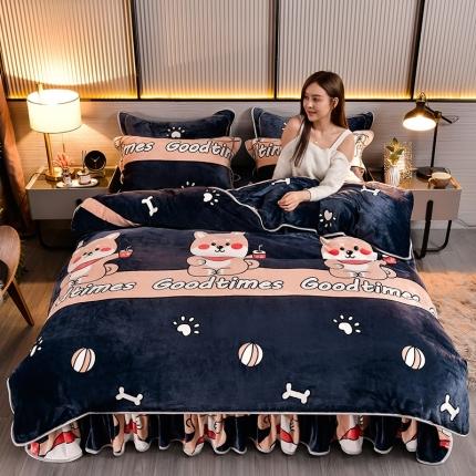 91家纺网 家纺一手货源 找家纺 新8.5-9.5斤法莱绒四件套珊瑚牛奶金貂绒四件套床裙等待