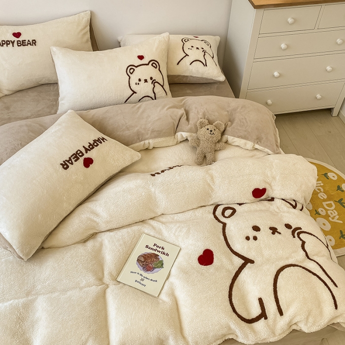 91家纺网 家纺一手货源 找家纺 （总）澳梵2022新款泰迪绒牛奶绒大版毛巾绣四件套