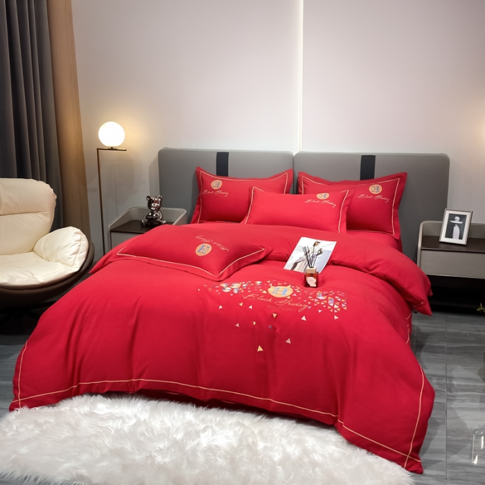 91家纺网 家纺一手货源 找家纺 靓生活 2022新款花样年华H款 花样年华-大红