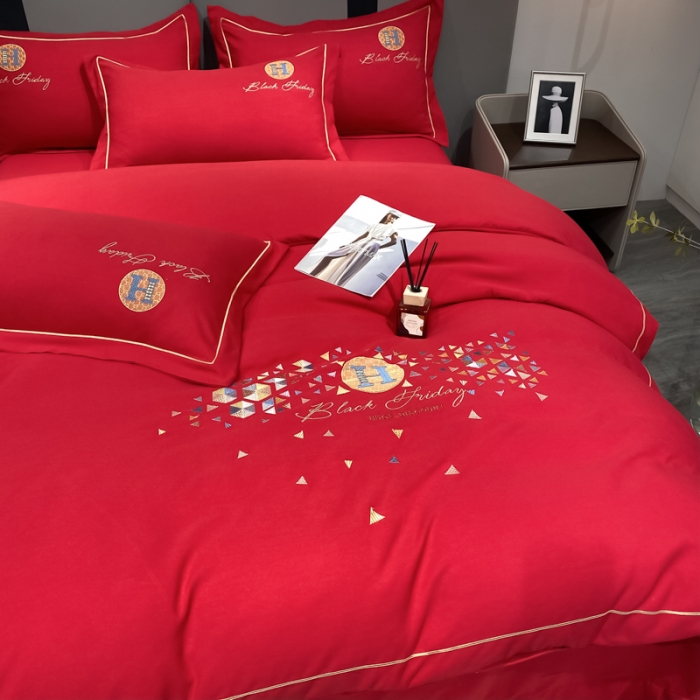 91家纺网 家纺一手货源 找家纺 靓生活 2022新款花样年华H款 花样年华-大红