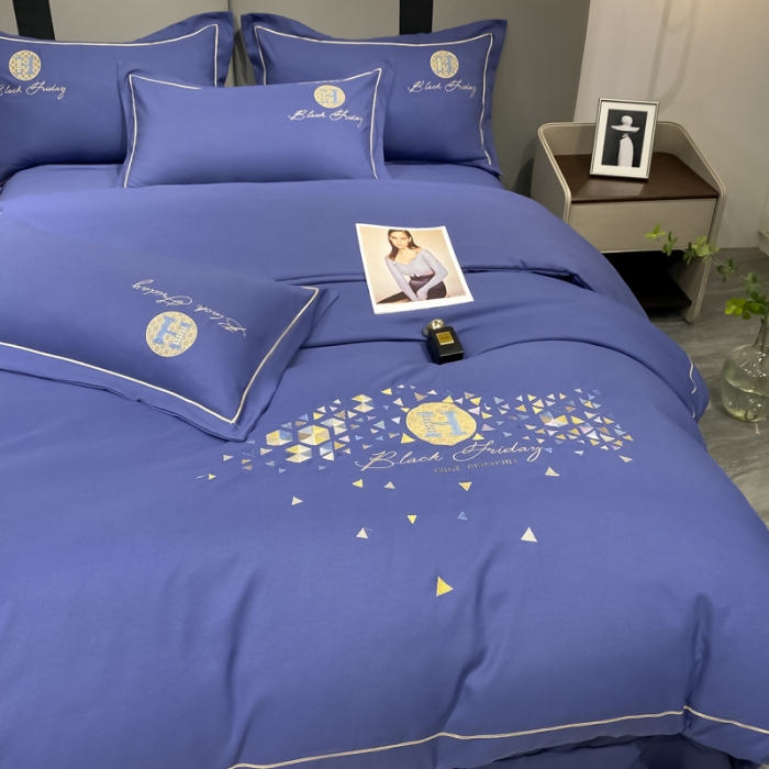 91家纺网 家纺一手货源 找家纺 靓生活 2022新款花样年华H款 花样年华-深蓝