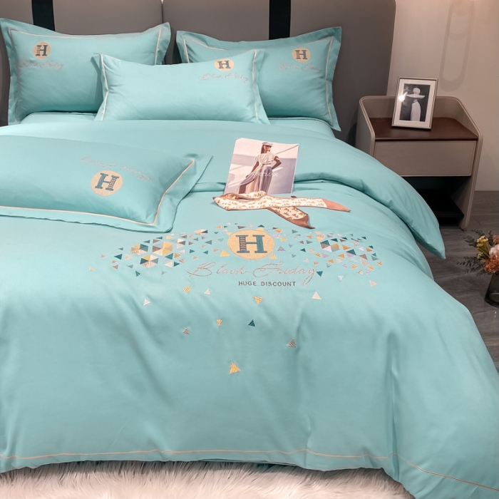 91家纺网 家纺一手货源 找家纺 靓生活 2022新款花样年华H款 花样年华-水蓝