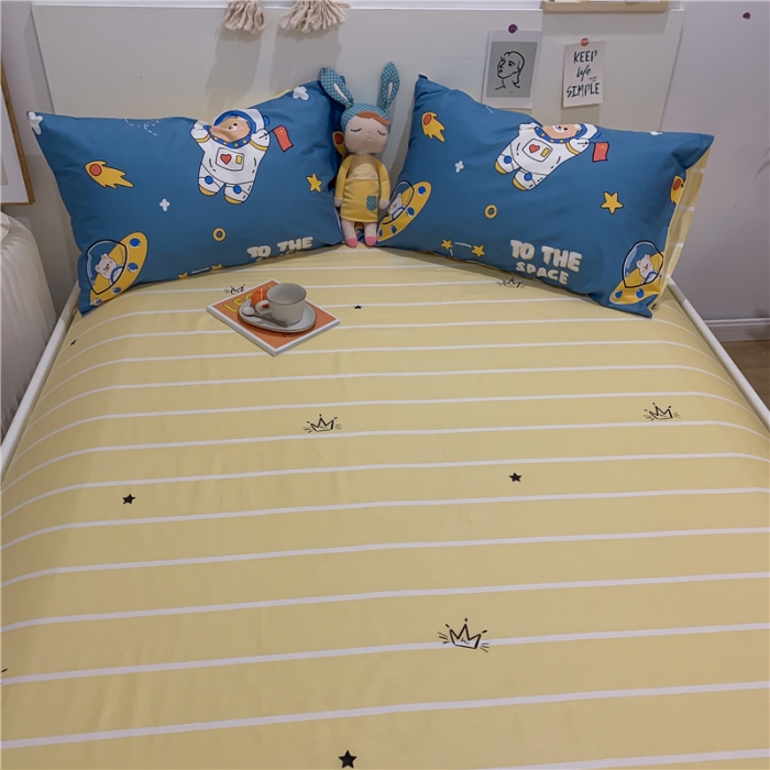 91家纺网 家纺一手货源 找家纺 西引力 2022新款全棉印花单床单和床笠 宇航员