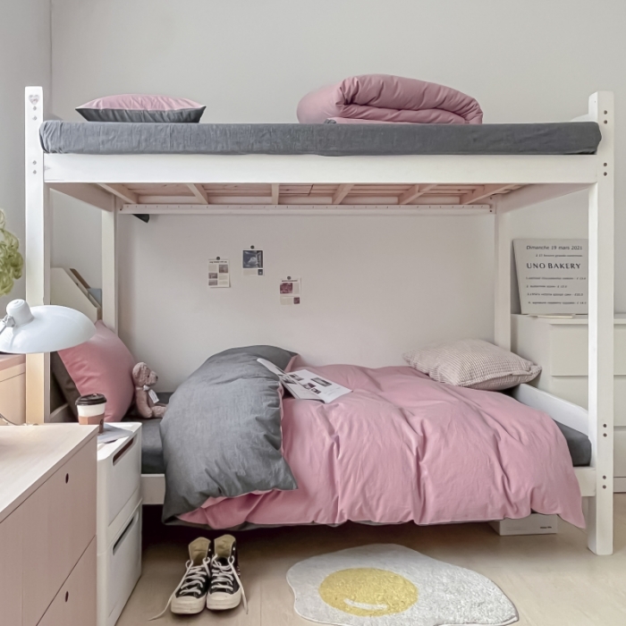 91家纺网 家纺一手货源 找家纺 秀色纯色双拼学生全棉水洗学生宿舍三件套被套四件套 豆沙+深灰