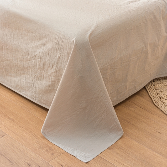 91家纺网 家纺一手货源 找家纺 秀色2025新日系简约纯色双拼全棉可水洗四件套 抹茶绿+浅驼