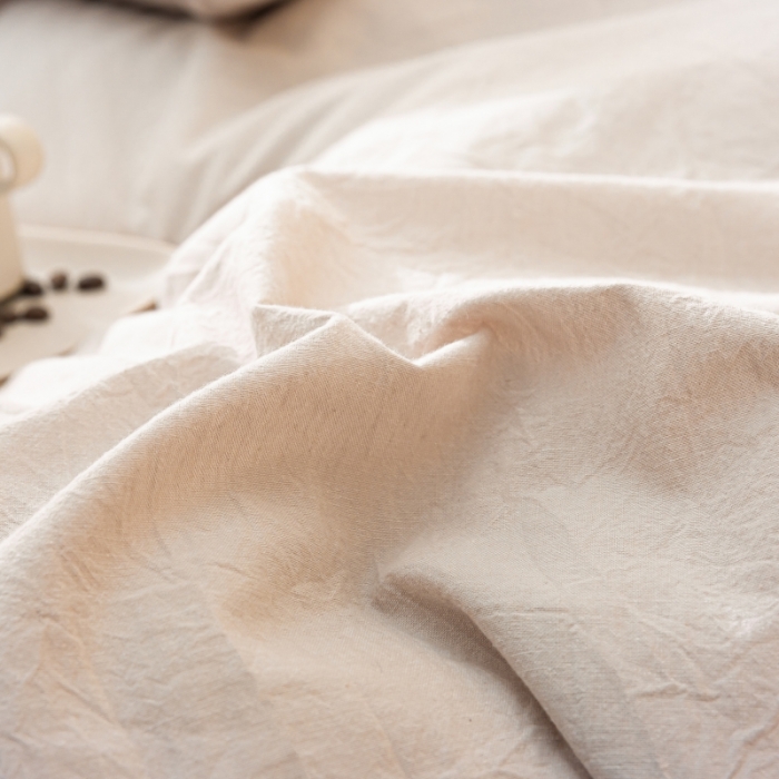 91家纺网 家纺一手货源 找家纺 秀色 2025新款日系简约纯色双拼全棉可水洗纯棉四件套 浅驼