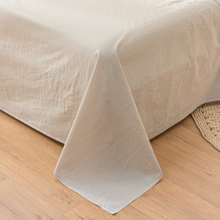 91家纺网 家纺一手货源 找家纺 秀色 2025新款日系简约纯色双拼全棉可水洗纯棉四件套 浅驼