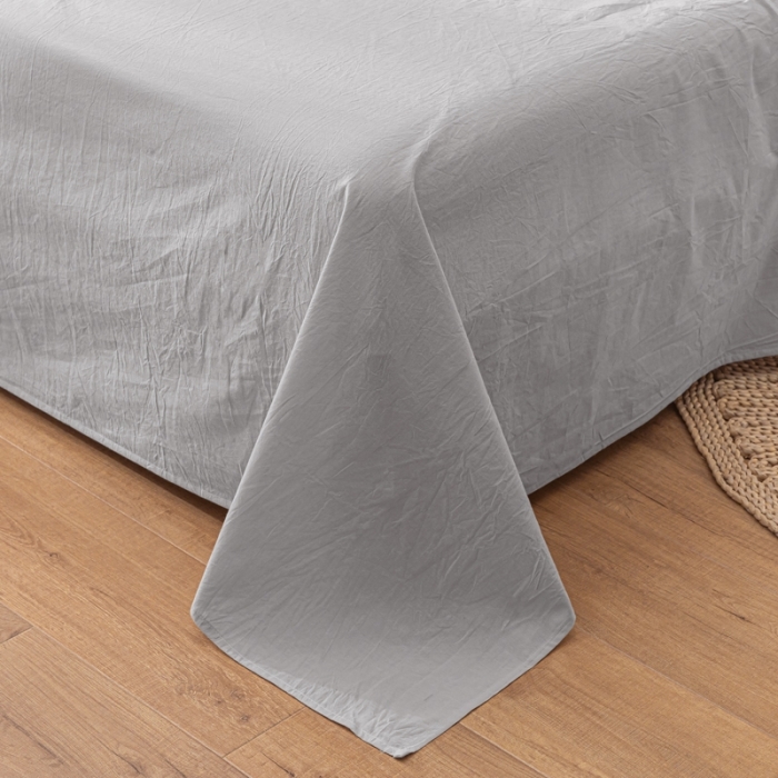 91家纺网 家纺一手货源 找家纺 秀色 2025新日系简约纯色双拼全棉可水洗四件套 深灰+浅灰