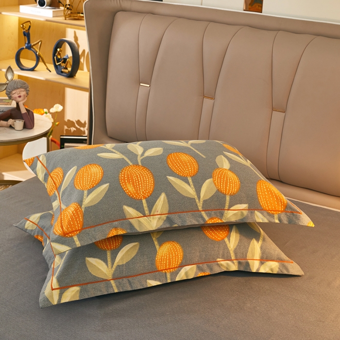 91家纺网 家纺一手货源 找家纺 雲归梦 2022新款全棉AB版加厚磨毛四件套 朵唯-灰