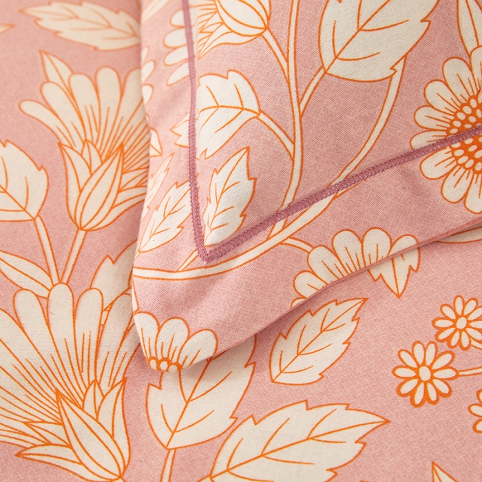 91家纺网 家纺一手货源 找家纺 雲归梦 2022新款全棉AB版加厚磨毛四件套 庭榭小花-粉