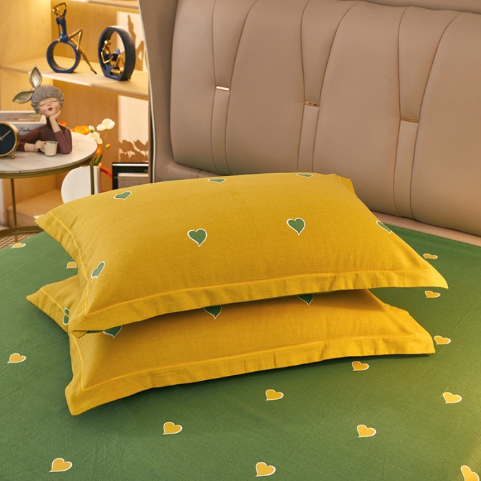 91家纺网 家纺一手货源 找家纺 雲归梦 2022新款全棉AB版加厚磨毛四件套 心动-黄