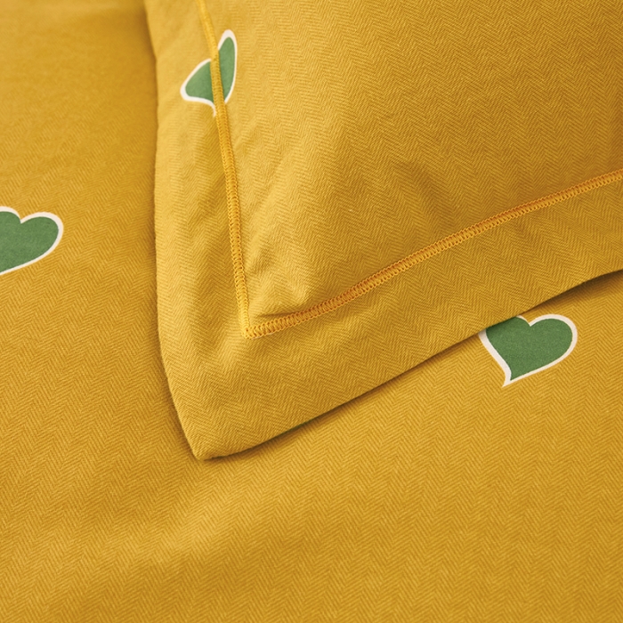 91家纺网 家纺一手货源 找家纺 雲归梦 2022新款全棉AB版加厚磨毛四件套 心动-黄