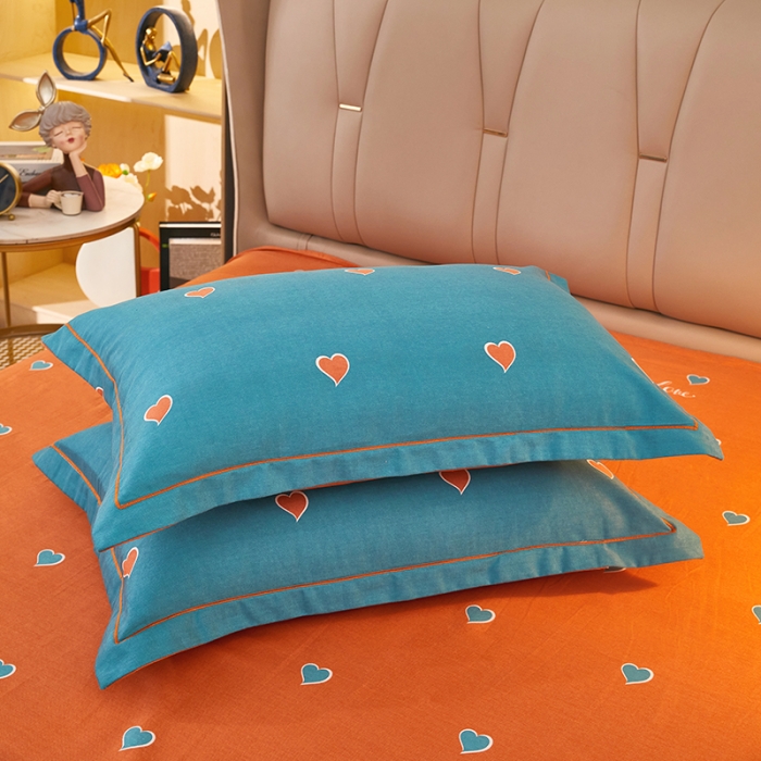 91家纺网 家纺一手货源 找家纺 雲归梦 2022新款全棉AB版加厚磨毛四件套 心动-蓝