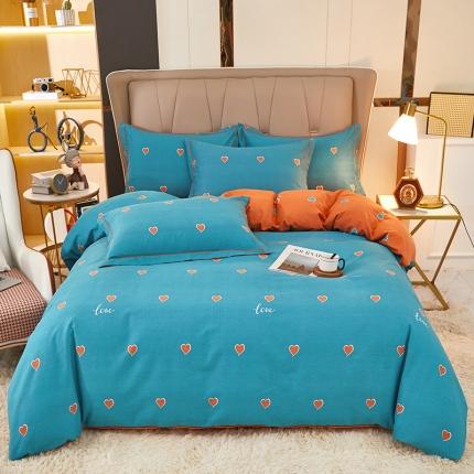 雲归梦 2022新款全棉AB版加厚磨毛四件套 心动-蓝