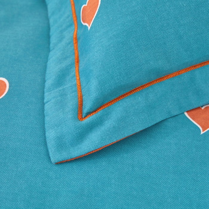 91家纺网 家纺一手货源 找家纺 雲归梦 2022新款全棉AB版加厚磨毛四件套 心动-蓝