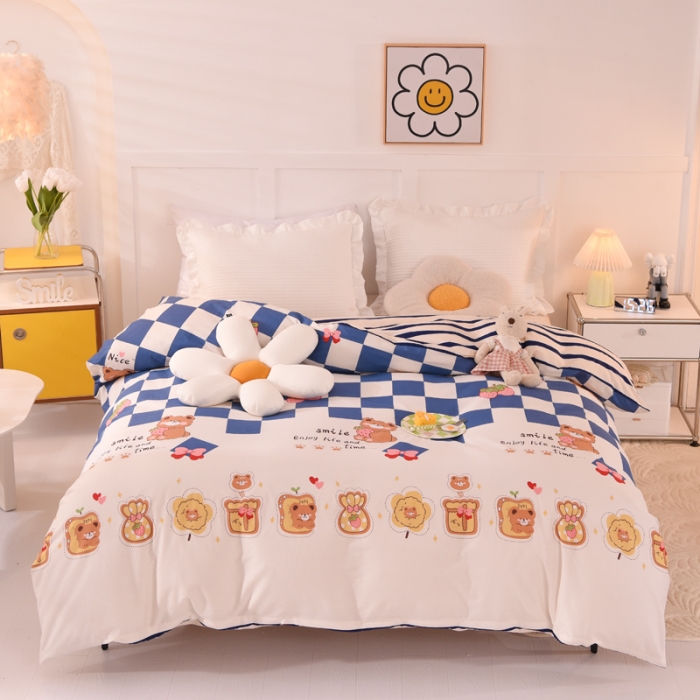 91家纺网 家纺一手货源 找家纺 甜之梦 新款12868全棉定制尺寸印花系列单被套 派对熊
