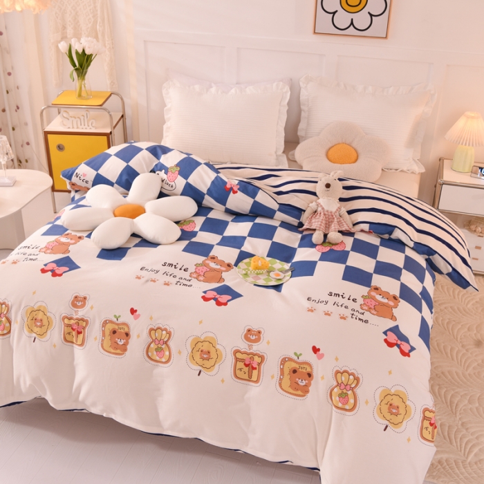 91家纺网 家纺一手货源 找家纺 甜之梦 新款12868全棉定制尺寸印花系列单被套 派对熊