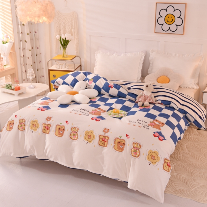91家纺网 家纺一手货源 找家纺 甜之梦 新款12868全棉定制尺寸印花系列单被套 派对熊