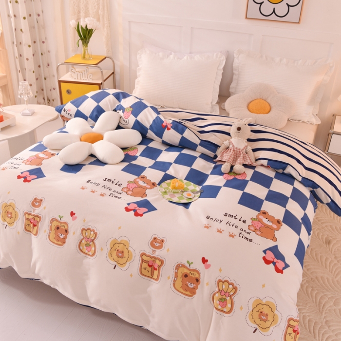91家纺网 家纺一手货源 找家纺 甜之梦 新款12868全棉定制尺寸印花系列单被套 派对熊