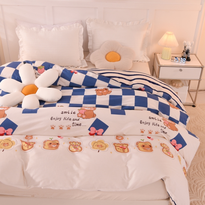91家纺网 家纺一手货源 找家纺 甜之梦 新款12868全棉定制尺寸印花系列单被套 派对熊