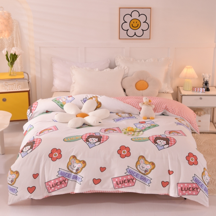 91家纺网 家纺一手货源 找家纺 甜之梦 新款12868全棉定制尺寸印花系列单被套 幸运女孩