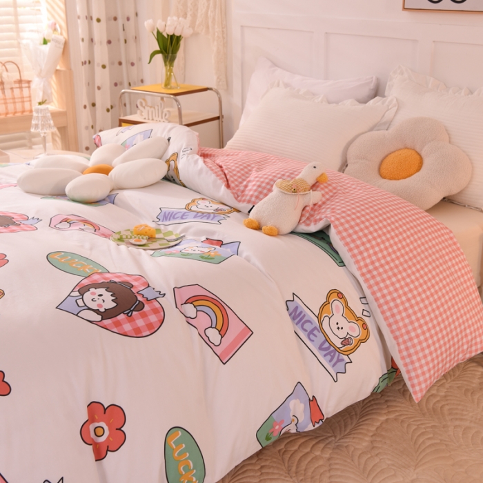 91家纺网 家纺一手货源 找家纺 甜之梦 新款12868全棉定制尺寸印花系列单被套 幸运女孩
