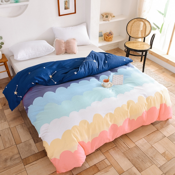 91家纺网 家纺一手货源 找家纺 甜之梦 新款12868全棉定制尺寸印花系列单被套 彩虹星空