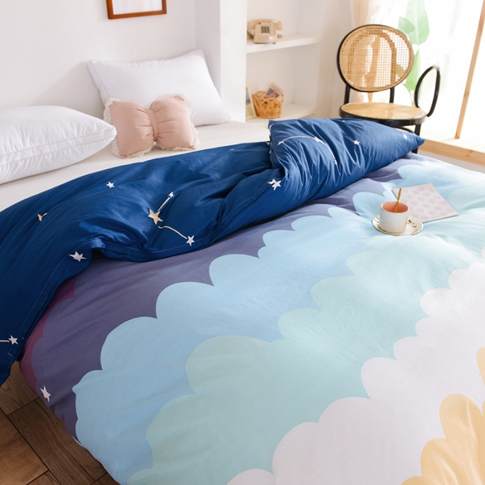 91家纺网 家纺一手货源 找家纺 甜之梦 新款12868全棉定制尺寸印花系列单被套 彩虹星空