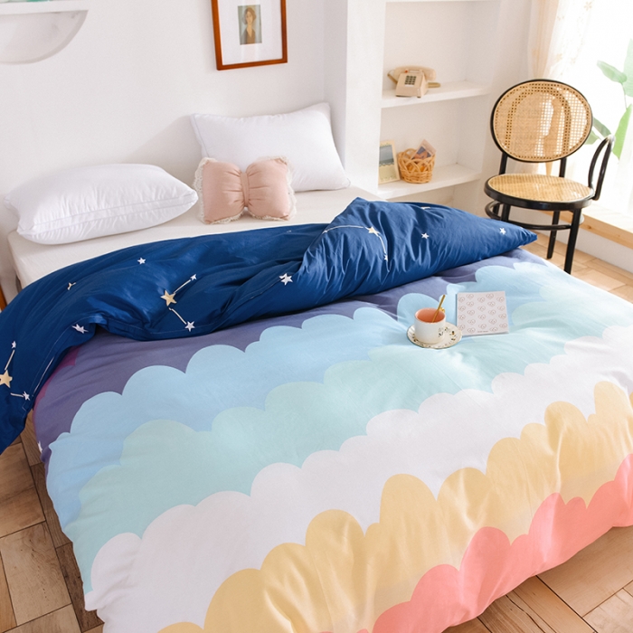91家纺网 家纺一手货源 找家纺 甜之梦 新款12868全棉定制尺寸印花系列单被套 彩虹星空