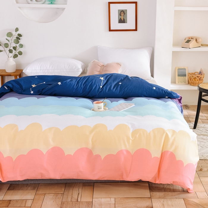91家纺网 家纺一手货源 找家纺 甜之梦 新款12868全棉定制尺寸印花系列单被套 彩虹星空