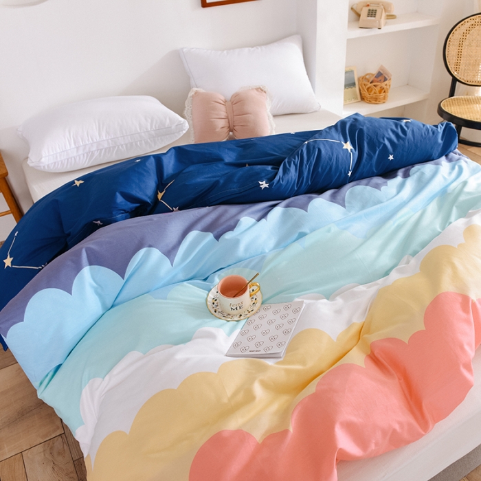 91家纺网 家纺一手货源 找家纺 甜之梦 新款12868全棉定制尺寸印花系列单被套 彩虹星空