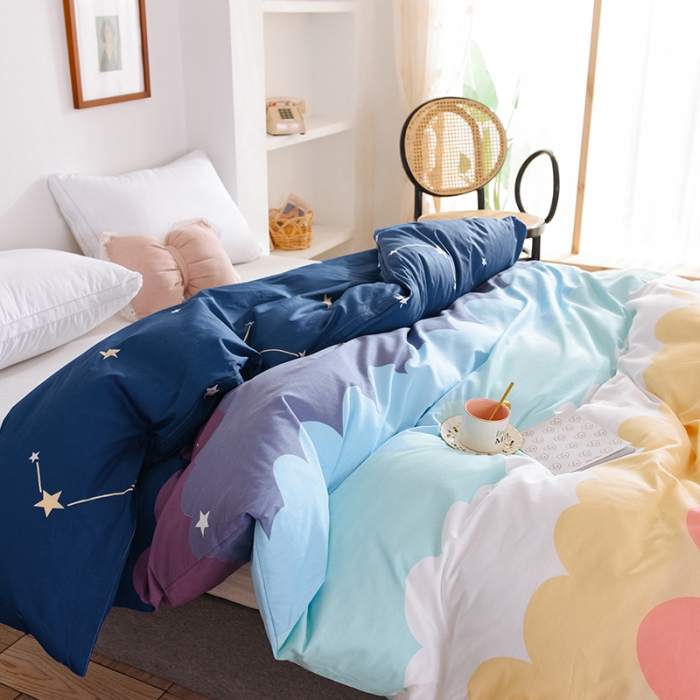 91家纺网 家纺一手货源 找家纺 甜之梦 新款12868全棉定制尺寸印花系列单被套 彩虹星空