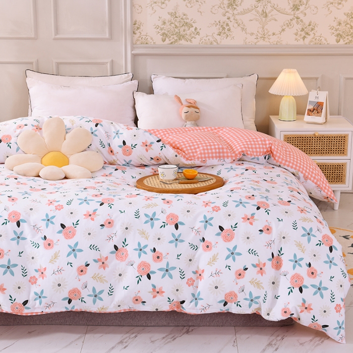 91家纺网 家纺一手货源 找家纺 甜之梦 新款12868全棉定制尺寸印花系列单被套 粉红佳人