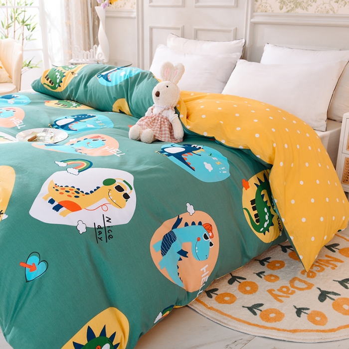 91家纺网 家纺一手货源 找家纺 甜之梦 新款12868全棉定制尺寸印花系列单被套 恐龙派对