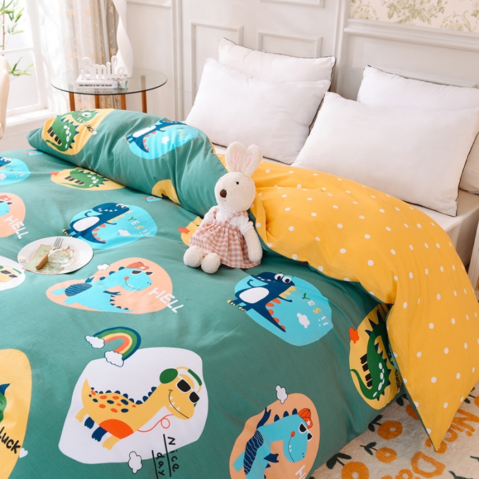 91家纺网 家纺一手货源 找家纺 甜之梦 新款12868全棉定制尺寸印花系列单被套 恐龙派对