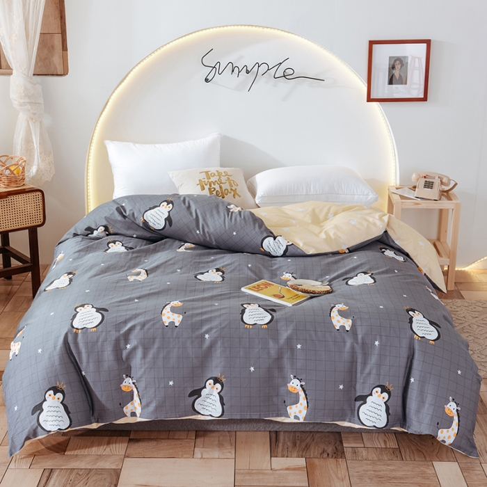 91家纺网 家纺一手货源 找家纺 甜之梦 新款12868全棉定制尺寸印花系列单被套 萌企鹅