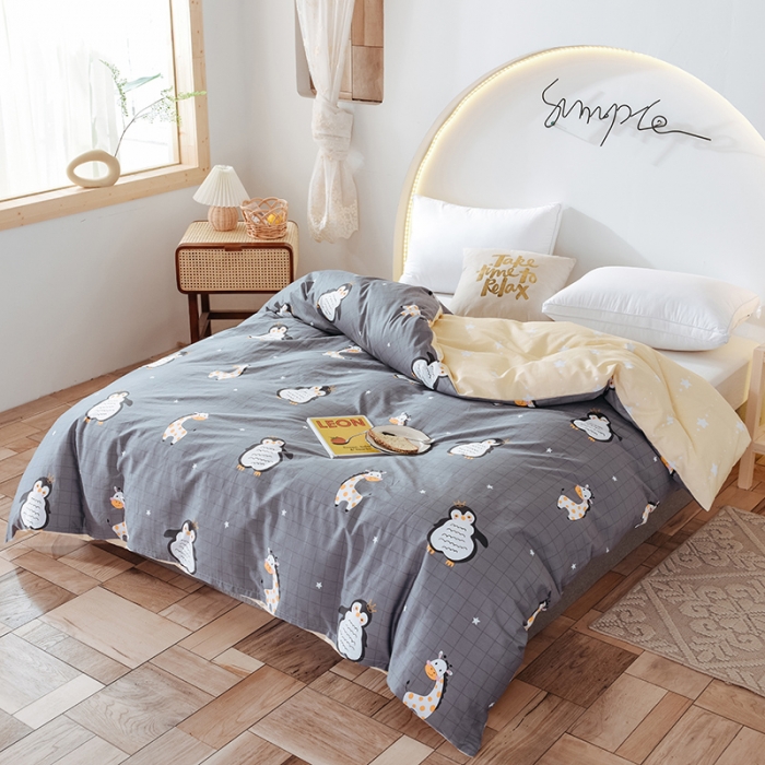 91家纺网 家纺一手货源 找家纺 甜之梦 新款12868全棉定制尺寸印花系列单被套 萌企鹅